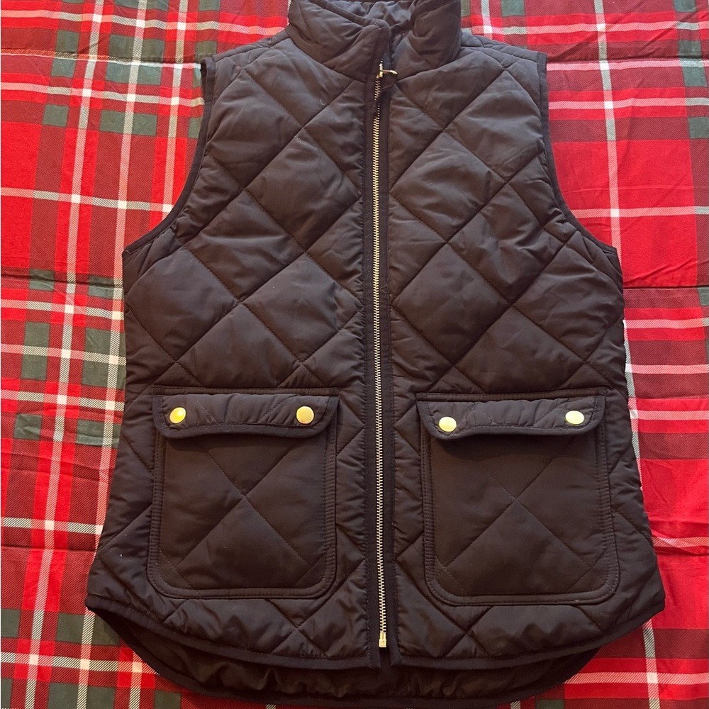 J Crew Black Quilted Vest with Pockets